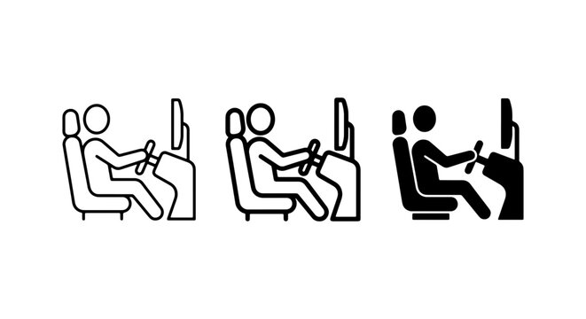 Pilot Flight Simulator Icons, Aviation Training Graphics, Aircraft Cockpit Control Symbols, Vector Set