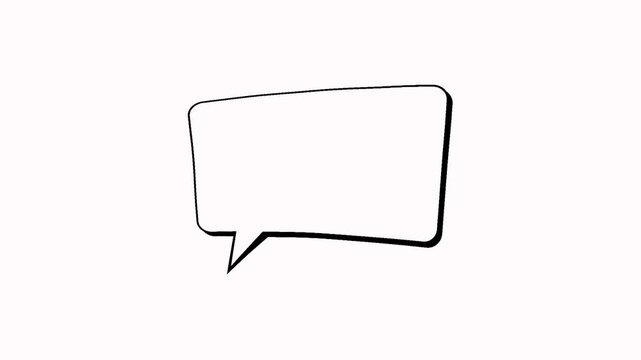 Hand drawn comic style speech bubble text box frame doodle animation on a white background. Cartoon dialog box ideal for comic style dialogue, social media captions and creative video overlays