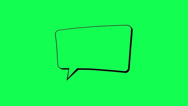 Hand drawn comic style speech bubble text box frame doodle animation on a green background. Cartoon dialog box ideal for comic style dialogue, social media captions and creative video overlays