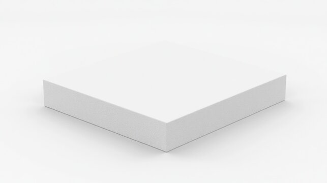 Blank white cube-shaped object on white background