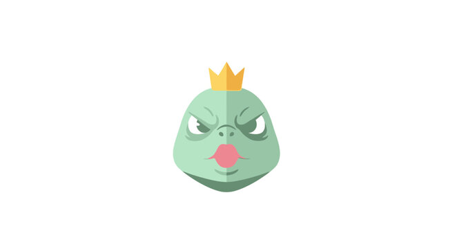 Angry turtle king character wearing a small golden crown