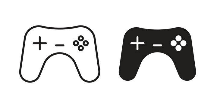 Game controller icon in black stroke eps vector graphic