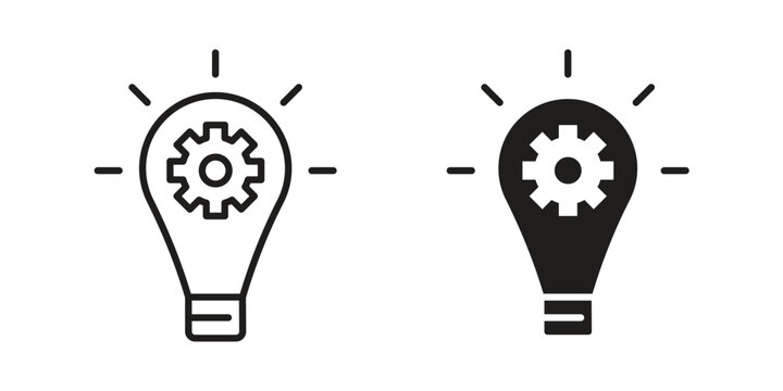 Innovation icon in black stroke eps vector graphic