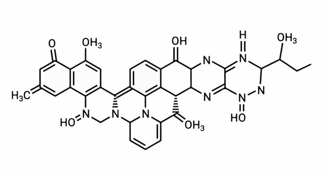 A detailed chemical structure featuring multiple rings and functional groups