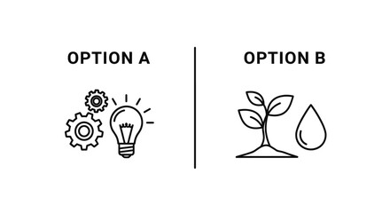 Option A and Option B comparison business infographic template with line icons. Minimalist vector illustration. © masss