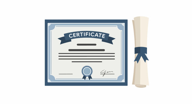 A framed certificate and a rolled scroll are shown