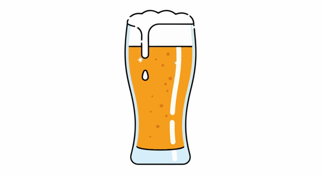 A frothy glass of golden ale with bubbles and a bright white foam top