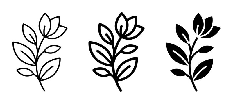 Minimalist Floral Icon Set for Web Design and Branding