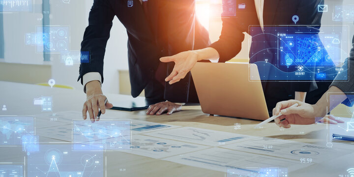 Concepts of business people meeting in a group and digital technology