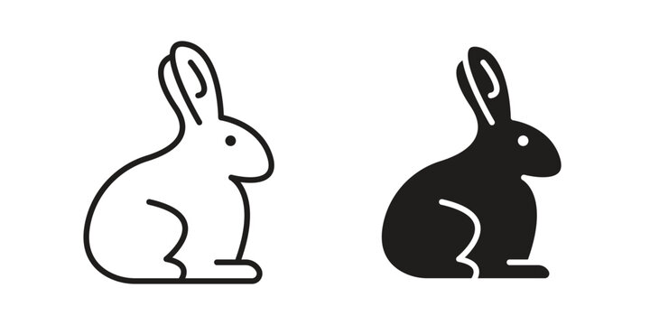 Rabbit icon in black stroke eps vector graphic
