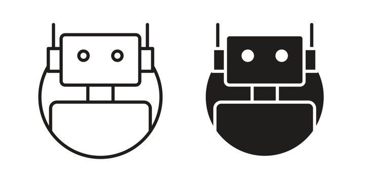 Robot icon in black stroke eps vector graphic