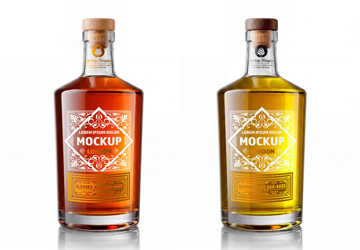 Whiskey bottle mockup isolated on white background