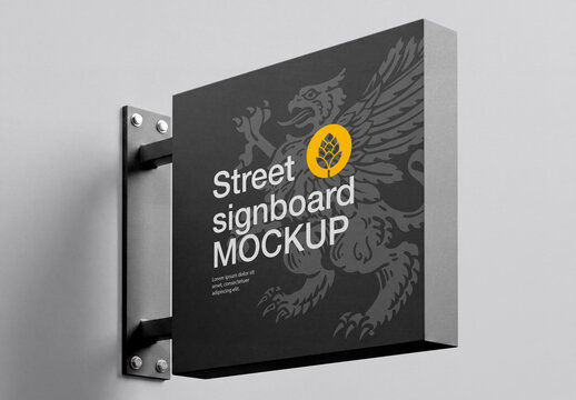 Wall mounted signboard mockup minimal style