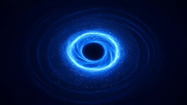 Black Hole Blue Vortex Space Cosmic Galaxy Dark Energy Swirl Ring Stars Abstract Astrophysics Singularity Gravity Nebula Universe Celestial Deep Space Glowing Circular Center Motion Spiral Glow Dark