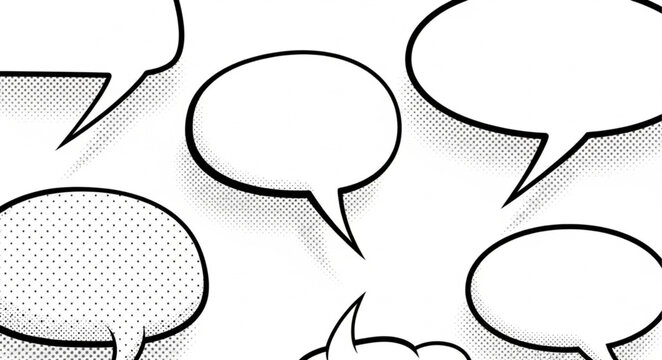 Blank Speech Bubbles for Comic Book Dialogue and Communication.