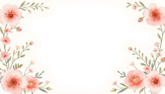 Delicate floral frame with simple silhouette of a mom holding a toddler, watercolor pastel tones, minimal details, central blank area for text insertion 2