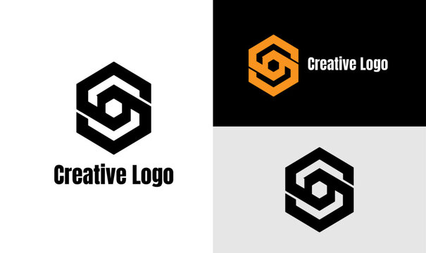 Geometric Hexagon Letter S Logo Template: Modern Creative Initial Abstract Branding Concept