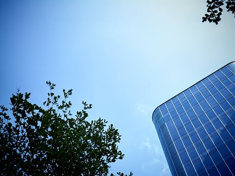 Modern Glass Building Against Clear Sky