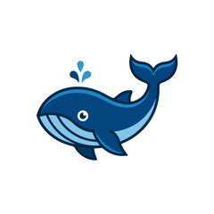 Fototapeta premium Cute Cartoon Blue Whale Vector Mascot Illustration