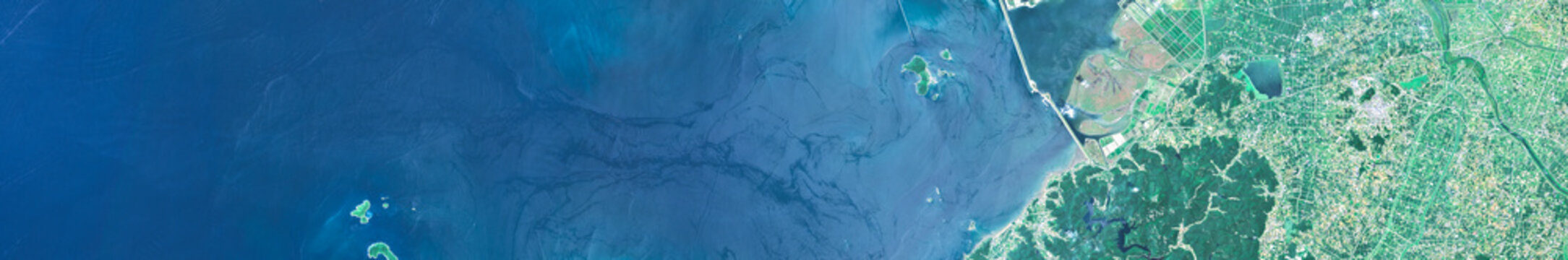 Coastal shoreline near Gwangju, South Korea on Open Satellite image