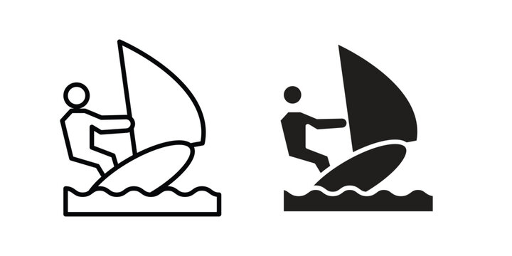 Windsurf icon collection vector illustrations, Vector pictogram