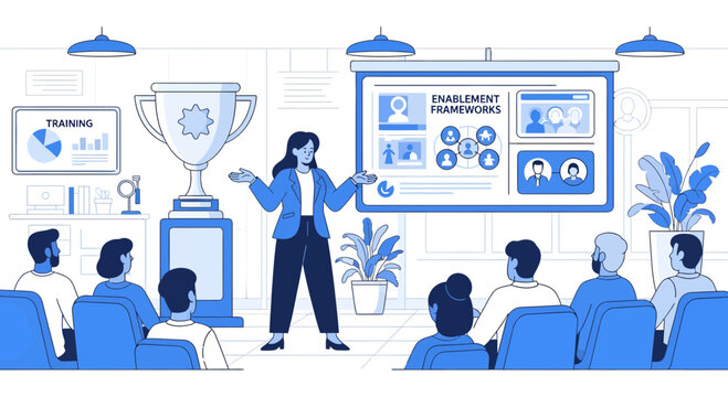 Businesswoman presenting to a group 1.