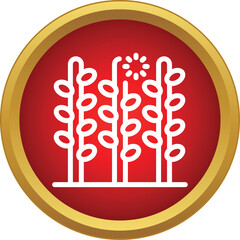 Fototapeta premium Growing agricultural crop plants in a red circle icon, emphasizing farming and harvest