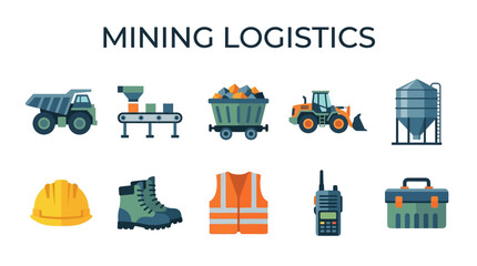 Mining Transport Equipment and Safety Gear for Industrial Logistics Operations © Ing