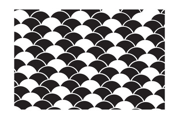 Seamless Black and White Scallop Scale Pattern — Bold Geometric Fish Scale Arc Repeat Textile Background © Momotaj