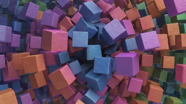 Abstract Colorful Cubes Animated Moving Digital Art Background for Presentations and Visual Effects