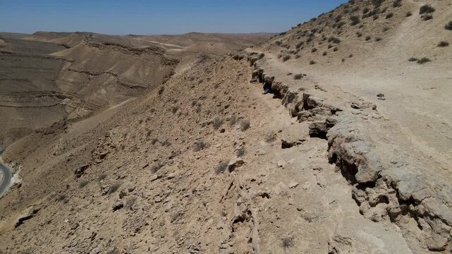 Snake Road, scenic overlooks between Haaretz and Masada, Israel 2021.
Drone photography of a moving landscape