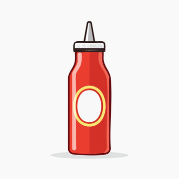 Red Ketchup Bottle with Blank Label