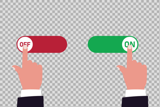 Concept of choosing options with turn on and off button toggle switch vector illustration
