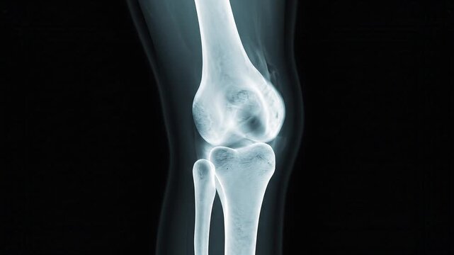 High Resolution Medical X Ray Knee Joint Anatomy Scan Showing Human Skeletal Structure Orthopedic Healthcare Diagnostic Imaging Footage