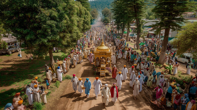Sikh Nagar Kirtan celebrating Guru Nanak Jayanti with devotion