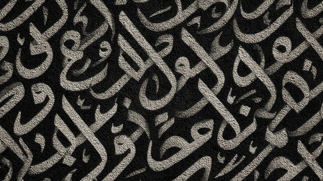 Elegant Black and White Arabic Calligraphy Seamless Pattern Background