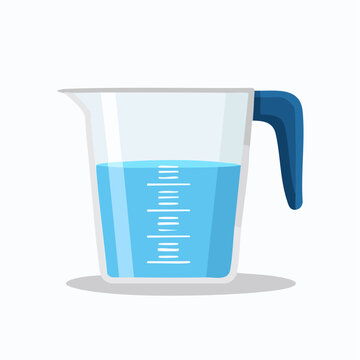 Measuring cup with blue liquid and markings