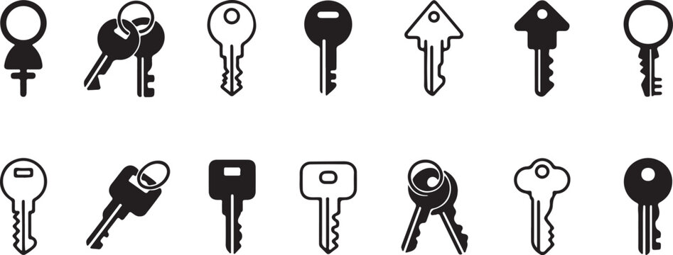 Collection of Key Icons vector illustration
