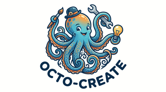 Charming eight-legged mascot representing versatile design and inventive solutions