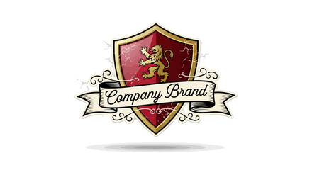Fototapeta premium Vintage shield emblem with banner and text