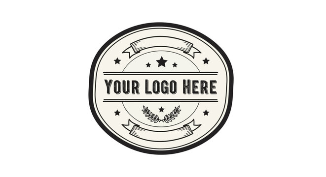 Customizable vintage label with text, stars and ribbons