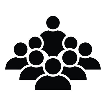Group of people icon with one leader and several members standing together icon