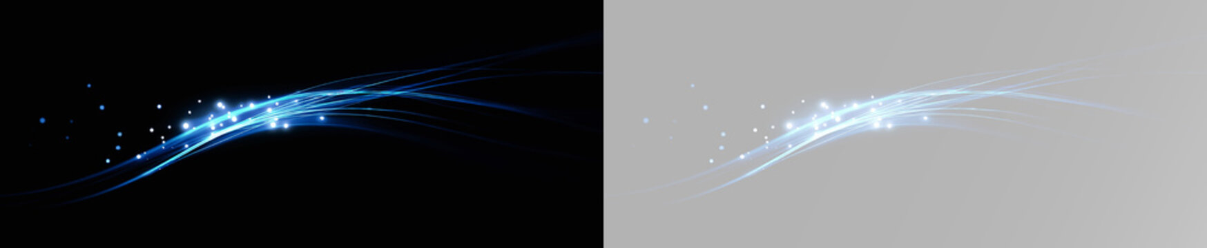 Modern abstract wave element with radiant light