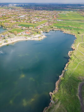 Zrenjanin peskara lake aerial view exploring nature and city