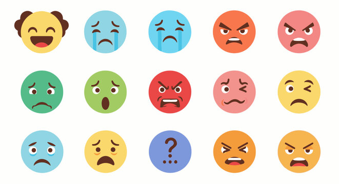 Collection of emoji faces showing various emotions
