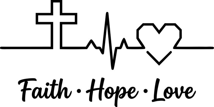 Faith Hope Love Heartbeat Line Design