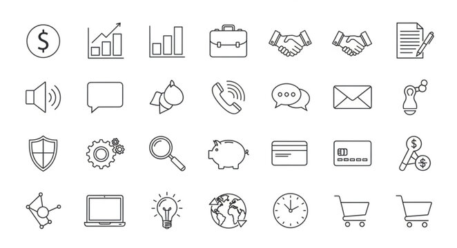 Collection of Hand Drawn Business and Finance Icons.