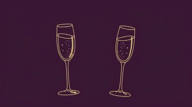 Purple background with champagne glasses