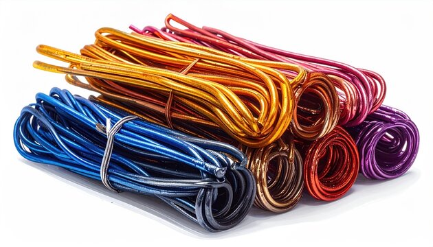 Colorful artistic crafting wire coils and bundles vibrant metallic hues and textures