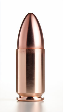 9mm full metal jacket bullet isolated on white background
